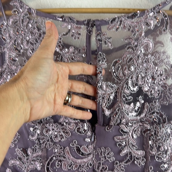 NWT Alex Evening sequin sleeveless mermaid lavender with chiffon shawl 8 - Picture 6 of 9